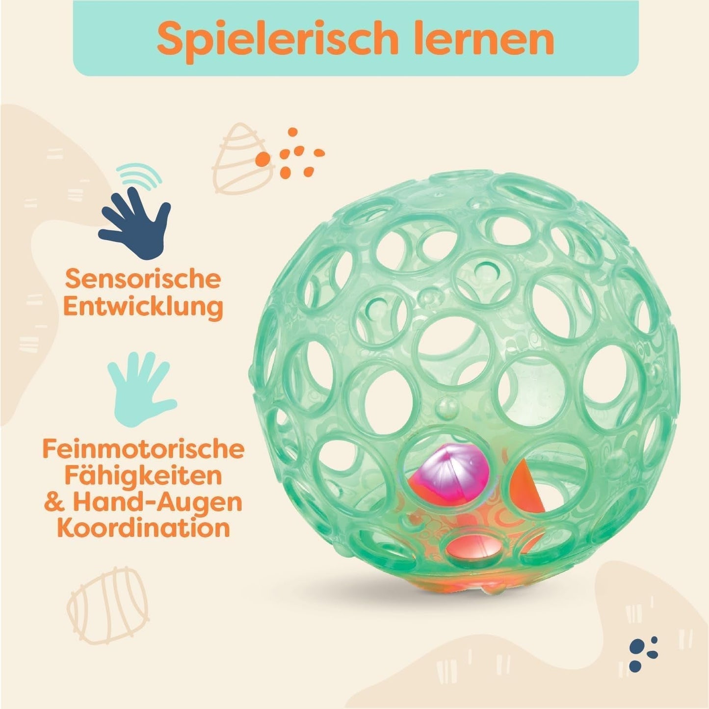 B. legetøj Babylegetøj Babylegetøj motorisk legetøj med lys - babylegetøj til nyfødte, piger og drenge fra 0 måneder, PVC fri Bebe Toys Naty Shop
