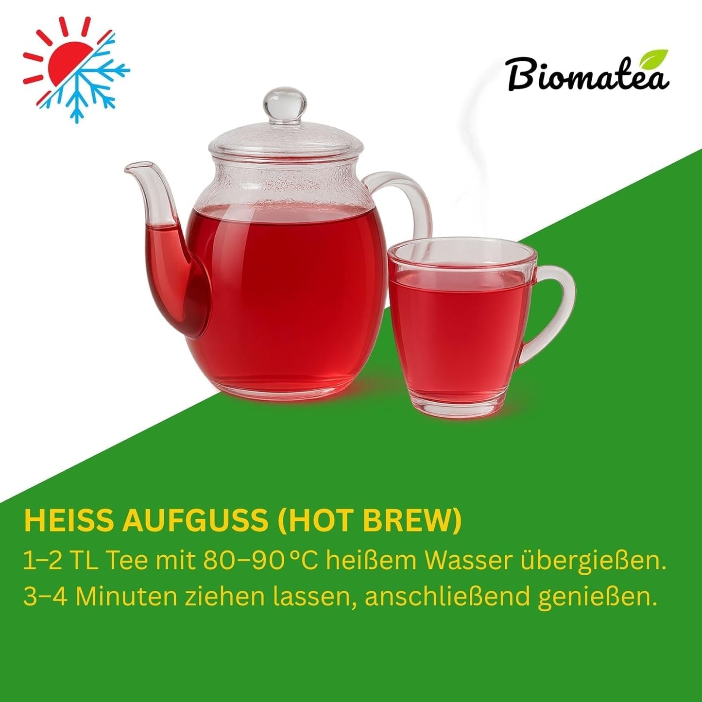 Frugtte – 100g Frugtblanding med smag med æble, hibiscus og kanel – Ziplock-pose, ca. 25 kopper – Ingen tilsætningsstoffer, pakket i Tyskland