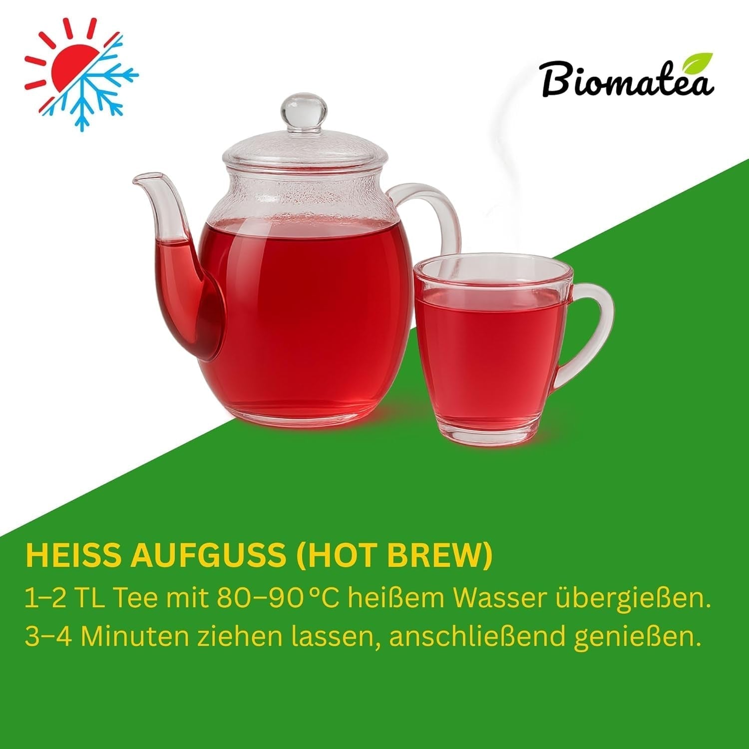 Frugtte – 100g Frugtblanding med smag med æble, hibiscus og kanel – Ziplock-pose, ca. 25 kopper – Ingen tilsætningsstoffer, pakket i Tyskland