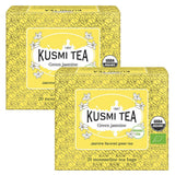 Kusmi Tea - Pakke med 2 - Jasmine Green Tea - Økologisk Jasmine Green Tea Blend - 100% økologisk grøn te - Kan indtages varm eller kold - 2X20 teposer