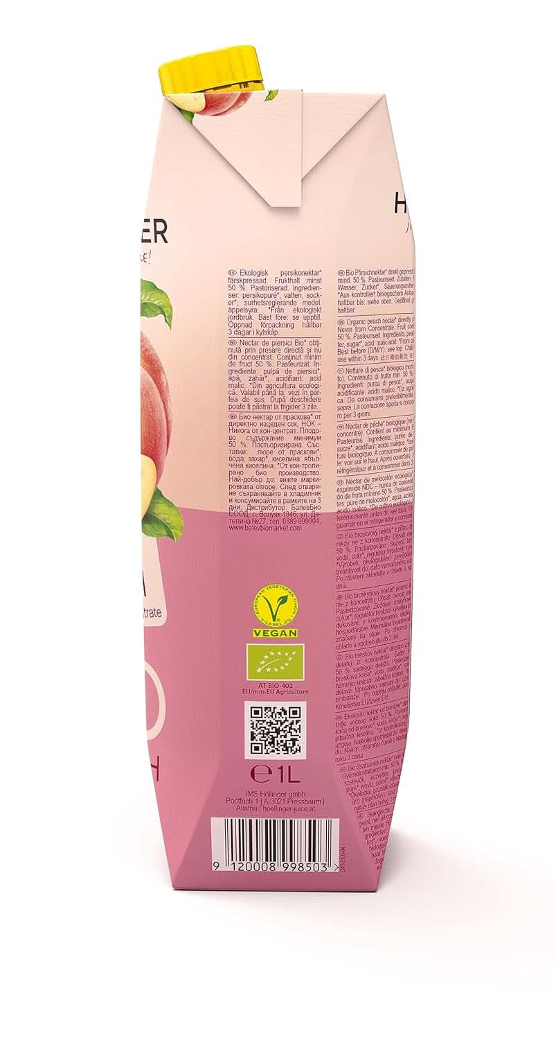 BIO Peach, 1 liter Ikke-alkoholholdige drikkevarer Naty Shop