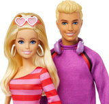 Barbie Fashionista sæt med 2 modedukker og 6 tilbehør, Barbie og Ken modedukker på ruller, 65 års jubilæums samlerfigurer, HXK90 Naty Shop Dukker