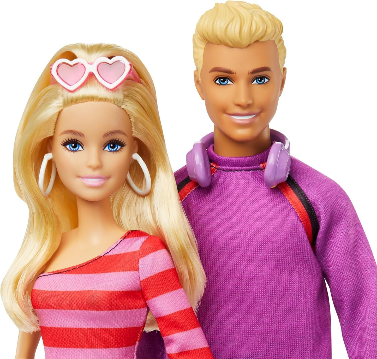 Barbie Fashionistas sæt med 2 modedukker og 6 tilbehør, Barbie og Ken rulleskøjteløbsmodedukker, 65 års jubilæums samlerfigurer, HXK90