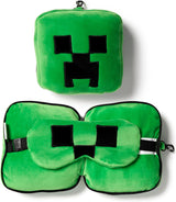 Puckator Relaxeazzz Minecraft Creeper Plys rejsepude og øjenmaske Nakkestøtte Sovepude Nakkepude Rejsepude Sovemaske Børn og voksne til rejse Bil Togtilbehør Flyrejsepuder Naty Shop Standardtitel