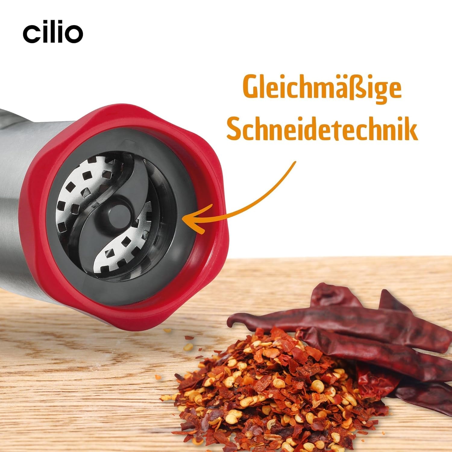 Cilio PICCANTE peberkværn, Ø 6,5 cm, H: 14,5 cm, med lukkelåg Kværne og skæremaskiner Naty Shop