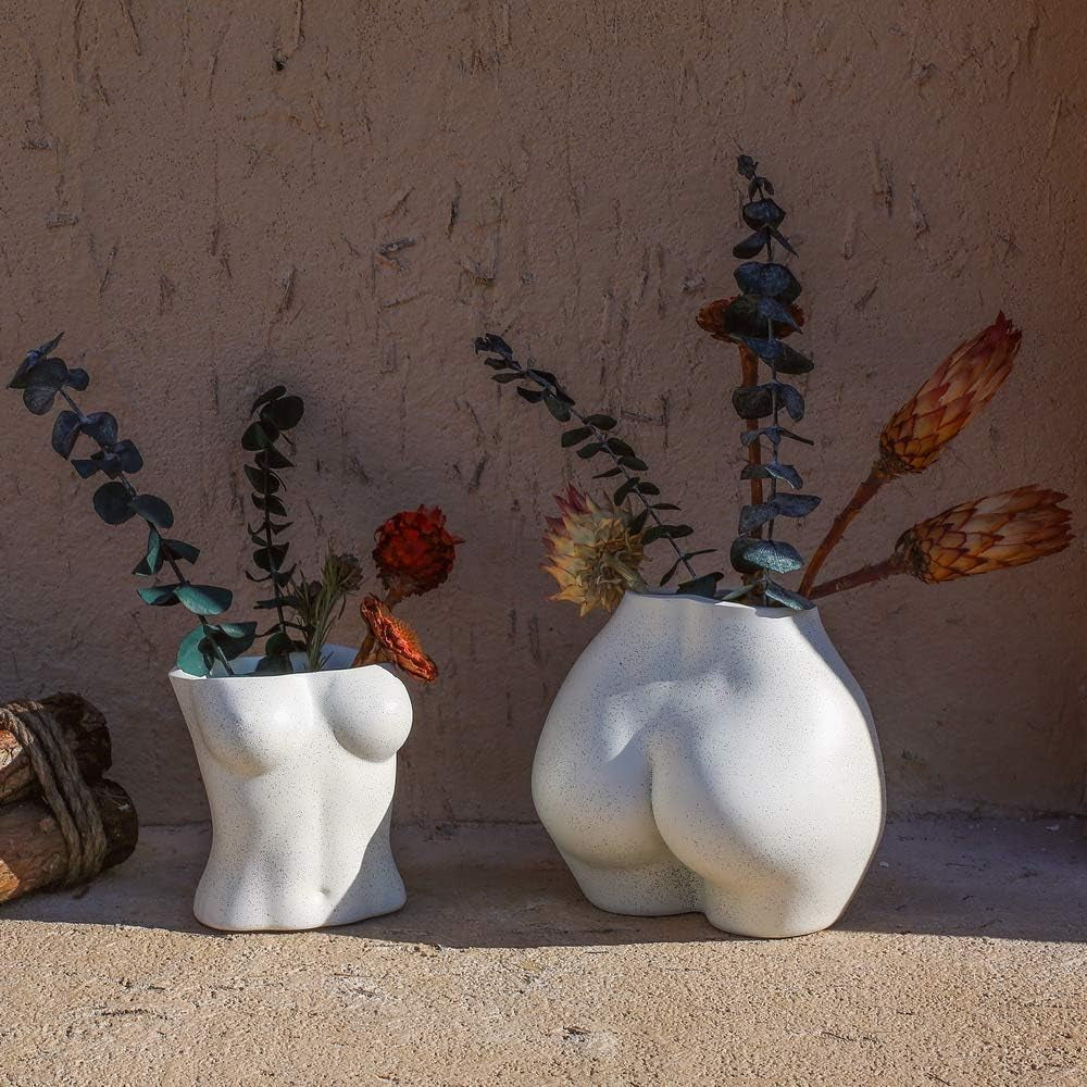 Kunstig kropsvase, blomsterpotte til hunkrop med drænhuller, moderne harpiksurtepotte, moderne Boho-design, kunstig potteplante til indendørs indretning