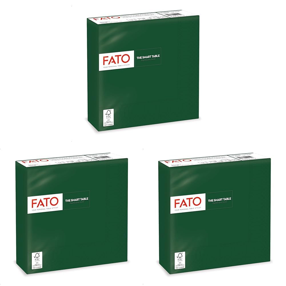 , Papirservietter til engangsbrug, ideelle til afslappede frokoster og buffeter, pakke med 50 servietter, størrelse 33X33, 4-fold, 2-lags, skovgrønt, 100 % rent cellulosepapir, Fsc-certificeret