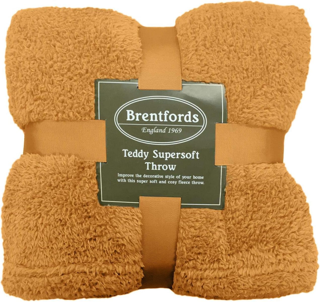 Brentford's Teddy Fleece Tæppe Stort Sengetæppe Plys Super Blød Varm Sovesofa Sengetæppe Sort - 150 X 200 Cm Senge og tæpper Besuche den Brentfords-Store Gul Okker 125 X 150 Cm