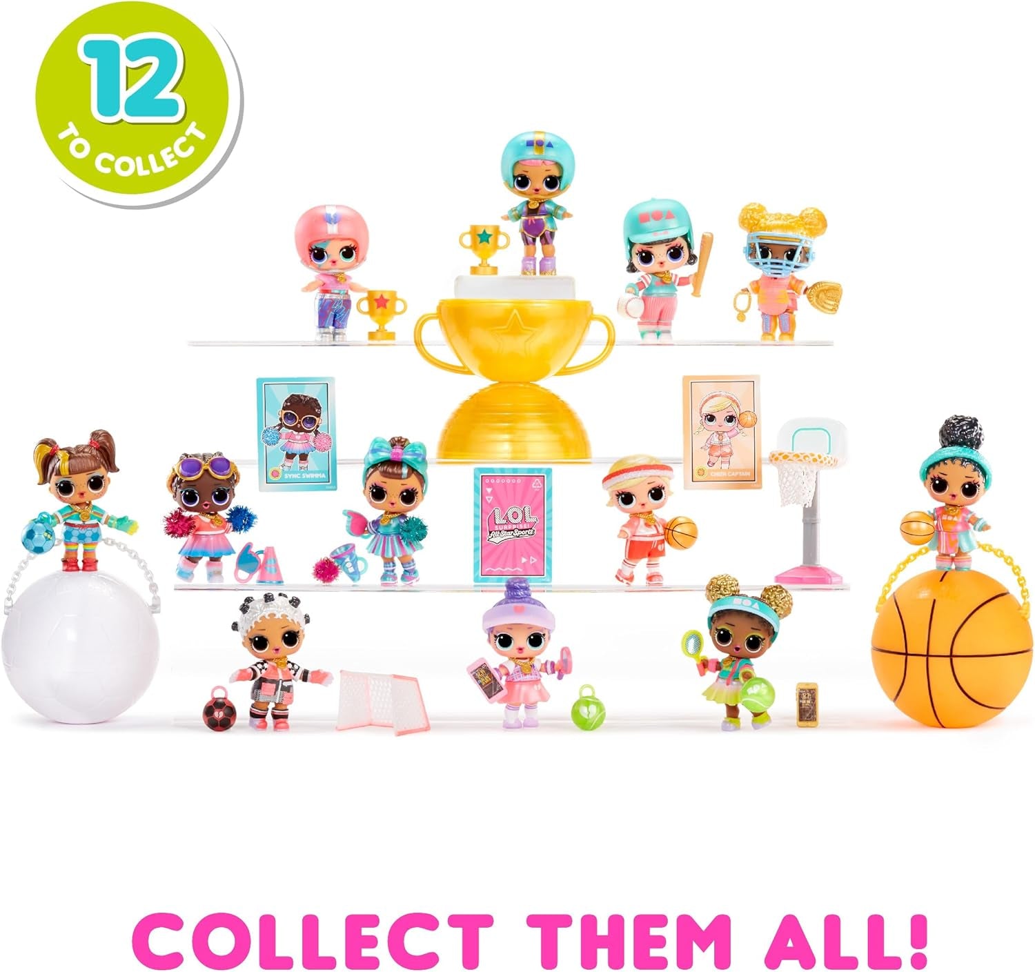 LOL overraskelse! All-Star Sports Vault Tots Collection - Indeholder 1 dukke, pansret emballage, 12 samledukker, 8 unboxing tilbehør, ideel til alderen 4 og opefter, Pink