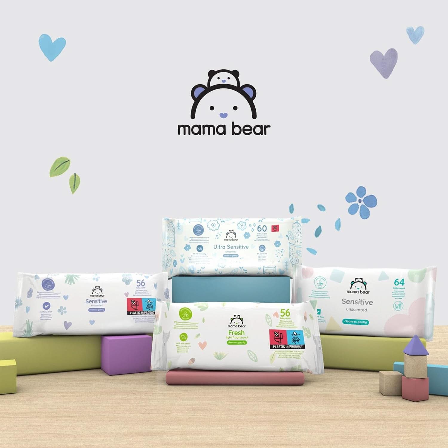Naty Shop Mama Bear Sensitive Baby Wipes uparfumerede