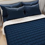 PETTI Artigiani Italiani - Enkeltsengsdyne, dobbeltsidet quilt, forårsdyne, midnatsblå, hvid, 100% Made in Italy Dyner og dyner Naty Shop