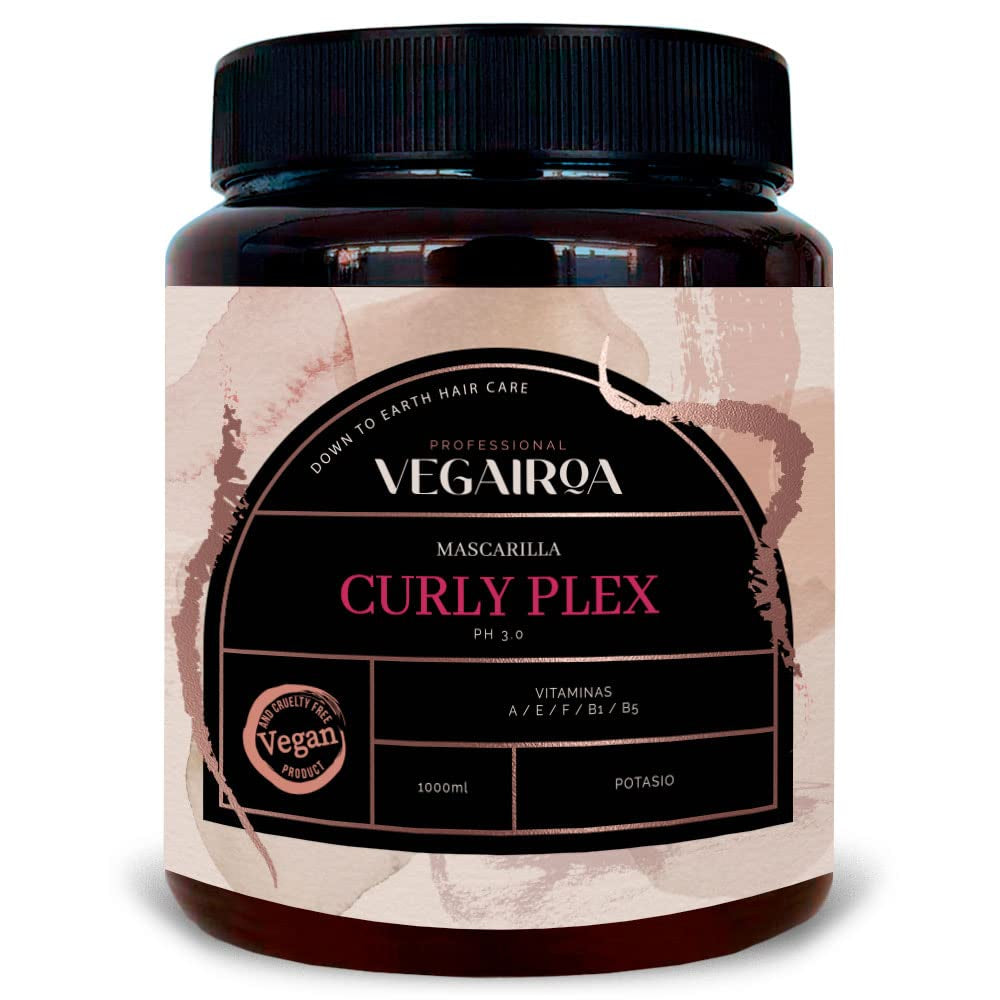 VEGAIROA - Curly Plex Mask - Maske til definerede krøller uden krus - Dyb fugtgivende pleje - Til krøllet eller bølget hår - Professionelt vegansk frisørprodukt - 1000ml Naty Shop Hair Mask Standard titel