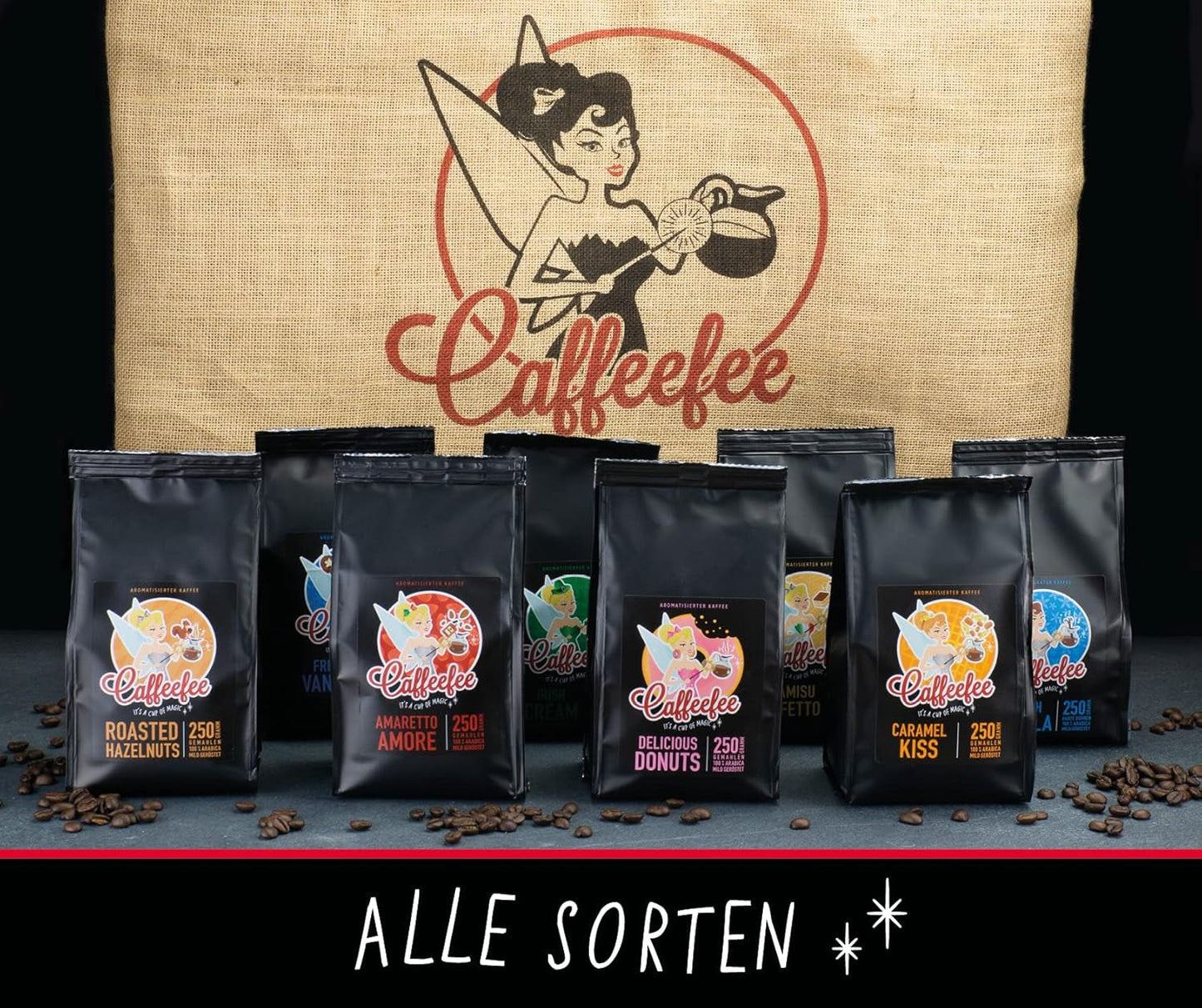 Caffeefee belgiske vafler Bohnen, 250 g, aromatisierter Röstkaffee