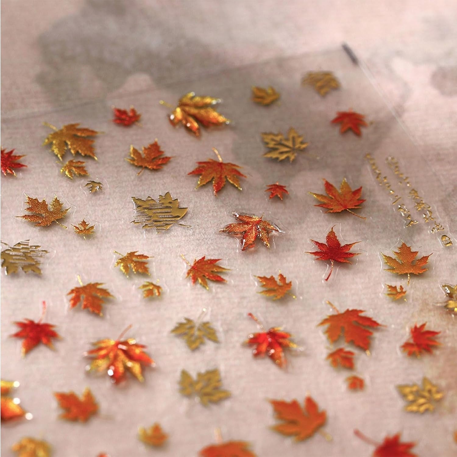 JMEOWIO 3D Nagelsticker Herbst Nail Art Sticker Selbstklebend Nagelaufkleber 5D Stereoskopisk Ahornblatt Erntedankfest Dekoration Nageldesign Tilbehør 1 Blatt