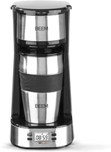 BEEM THERMO 2 GO enkeltfilter espressomaskine med 0,4 l termokop | Filtru permanent | Med 24-timers timer til en varm kop kaffe om morgenen, ingen ventetid | 750 W