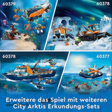 LEGO City Arctic Research Ship, stor flydende legetøjsbåd med helikopter, gummibåd, Rov-ubåd, vikingevrag, 7 minifigurer og spækhuggerfigur, gave til børn i alderen 7+ 60368 byggesæt Besuche den LEGO-Store