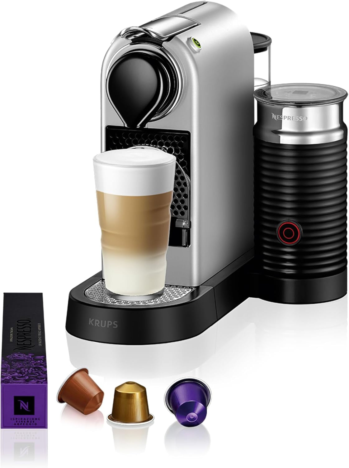 Espressomaskine med Nespresso kapsler XN761B Citiz&Milk | Automatisk standby-tilstand | 1260 watt | Vandbeholderkapacitet: 1 l | Pumpetryk: 19 bar | Sølv