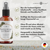 Hårkur med basilikumekstrakt fra Nordic Pure | Til pleje af tyndt, tørt og skrøbeligt hår | Kan forhindre hårtab 100ml Naty Shop hårpleje