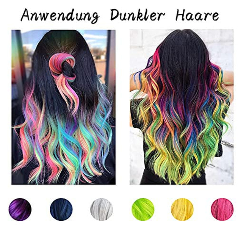 Byhoo 6PCS Midlertidig hårfarve til sort hår, hårkridt, vaskbar hårfarve, gaveidé til piger, fødselsdagsgave til teenagere. Naty Shop hårfarve
