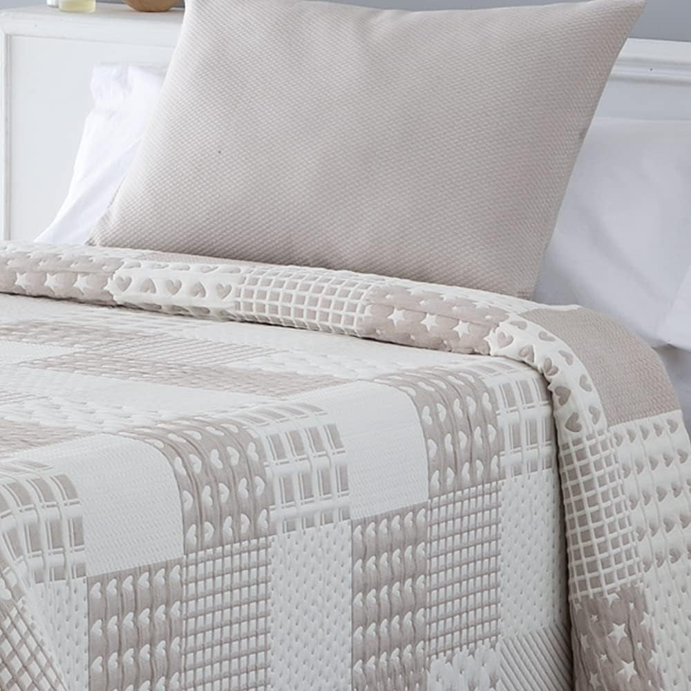 VIALMAN Colcha Bouti Ligera Sengetæppe Sofia 21, polyester bomuld, beige, Cama 150: 250 X 270 Cm Senge og tæpper Besuche den VIALMAN-Store