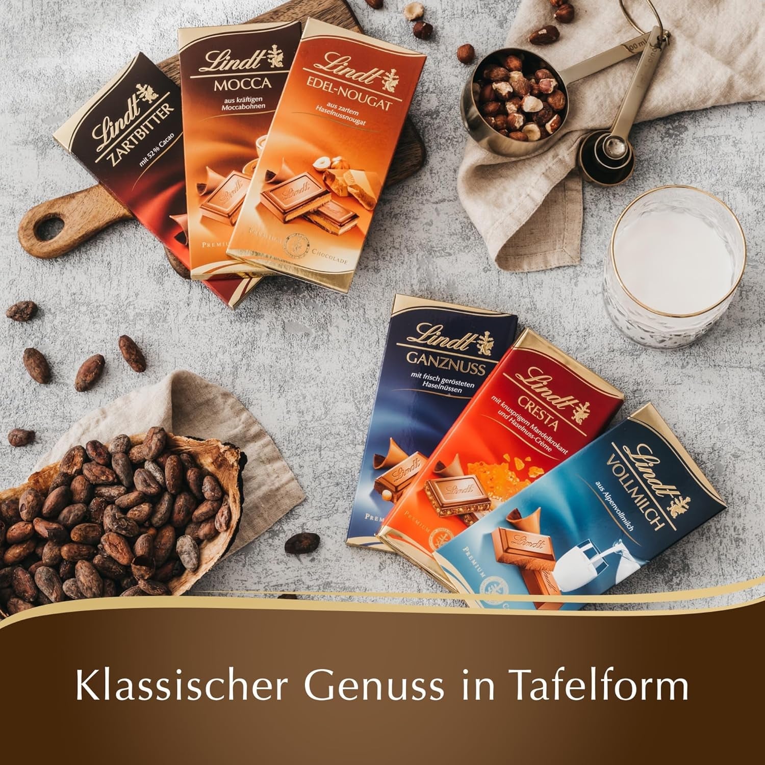 Lindt Mokka Chokolade | Tablet 100g | Mælkechokolade med rige mokkabønner | Chokoladebar | Chokoladegave, 100 g (pakke med 6)