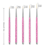 Sularpek Nail Art Liner Pinsel, 5 Stück Profi Detail Fine Nails Gel Negle Brush, Nagel Pinsel Dünn Für Beauty Frauen Nagelstudio (5 Größen, Rosa)