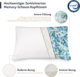 EGO HOME memory foam pude 40x80 cm med strimlet memoryskum - Åndbar, ergonomisk nakkestøttepude til side-, ryg- eller mavesovende - Oeko-Tex certificeret - Vaskbart betræk