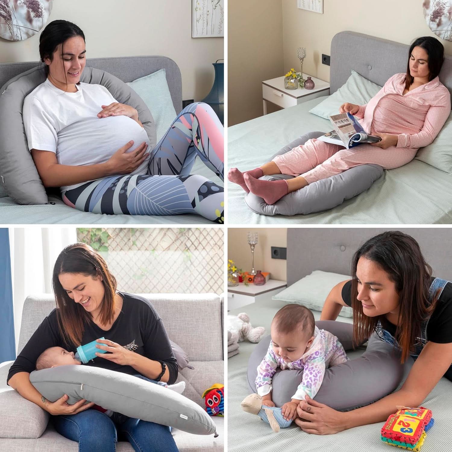 Innovagoods - Multifunktionel ammepude, Ergonomisk design til afslapning af mor og barn, Justerbar til forskellige positioner, Vaskbar, farvet, polybomuldstilbehør Mad og amning Baby Naty Shop