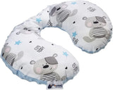 Medi Partners Baby Nakkepude Nakkestøtte 100 % Bomuld / Minky Baby Nakkepude til Bilvogn Rejser Søvn Nakkepude Snooze Roll (REH med Grå Minky) Cervikale ortopædiske puder Naty Shop Lyseblå Minky Teddy Bear