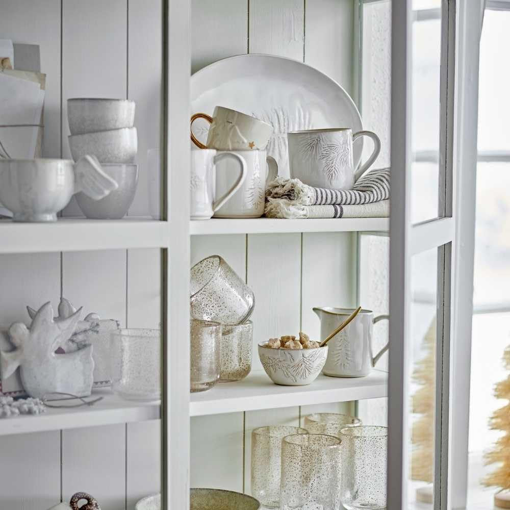 Bloomingville mælkekrus, vinterhvid, juletræ, 145 ml, til bestik