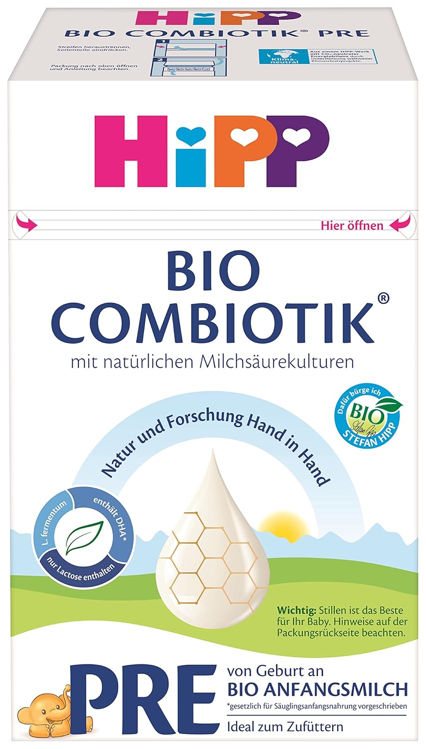 Mælkeblanding med økologisk mælk Hipp PRE BIO Combiotik, pakke med 4 (4 x 600 g) Naty Shop Pre Bio Combiotik ny formel 4 x 600 gram