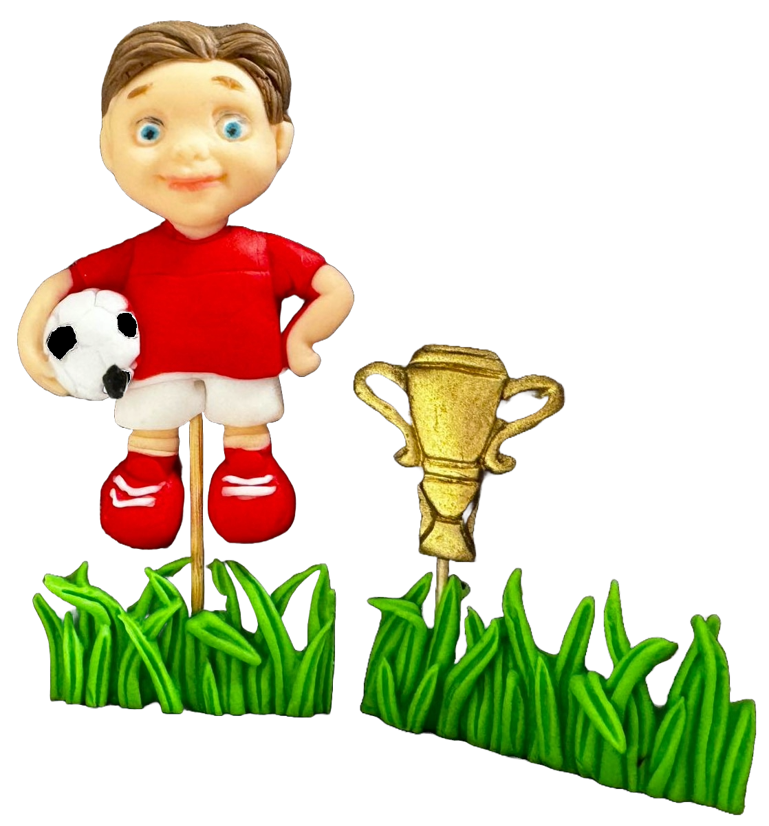 Sæt med 4 spiselige sukkerdekorationer, Footballer Sugar Paste Decorations Naty Shop
