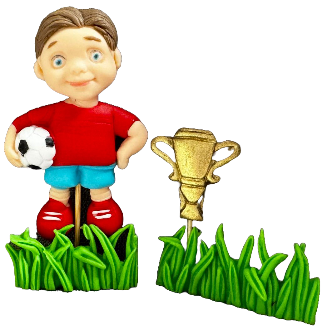 Sæt med 4 spiselige sukkerdekorationer, Footballer Sugar Paste Decorations Naty Shop