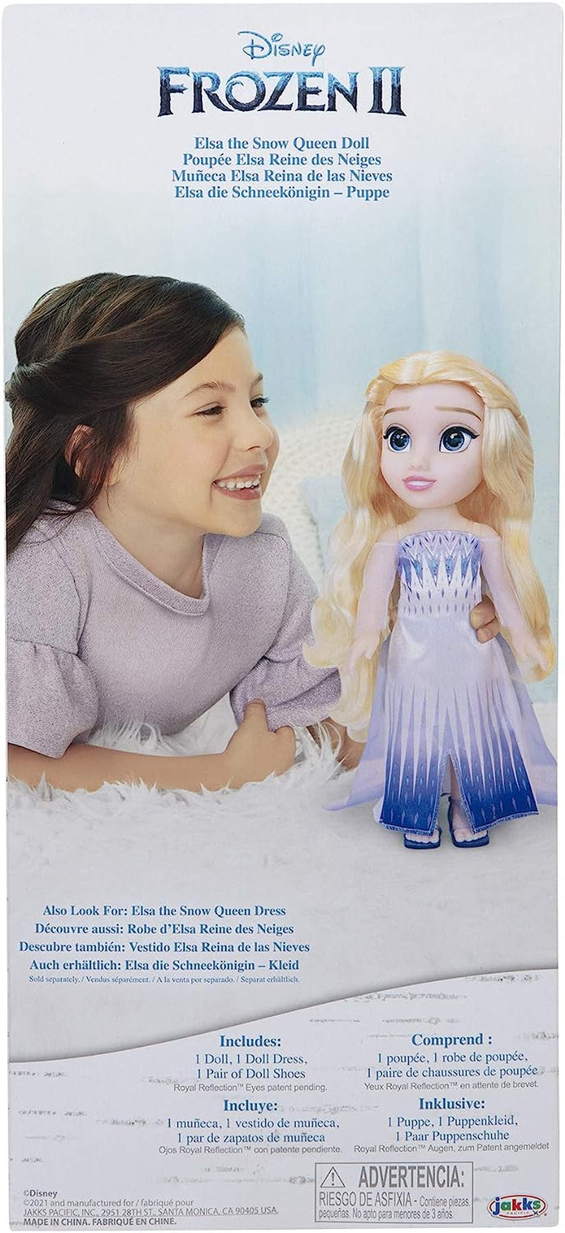 Disney Frozen 2 Elsa Doll - 35 cm høj, poserbar dukke i ikonisk modekjole og langt hår, der flyder for ekstra sjov, til piger fra 3 år og opefter, 214894
