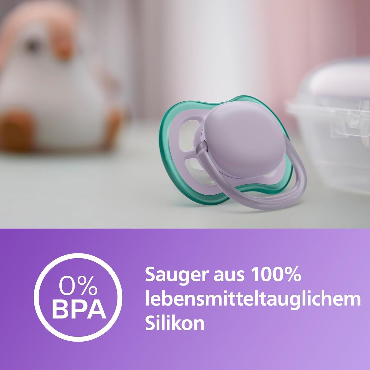 Philips AVENT ultra air-sutter - Lette og åndbare sutter til babyer i alderen 0-6 måneder, BPA-fri, med bæretaske som sterilisator, 2-pak, model SCF085/24