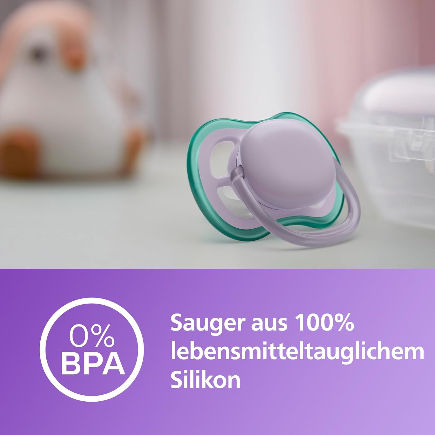 Philips AVENT ultra air-sutter - Lette og åndbare sutter til babyer i alderen 0-6 måneder, BPA-fri, med bæretaske som sterilisator, 2-pak, model SCF085/24
