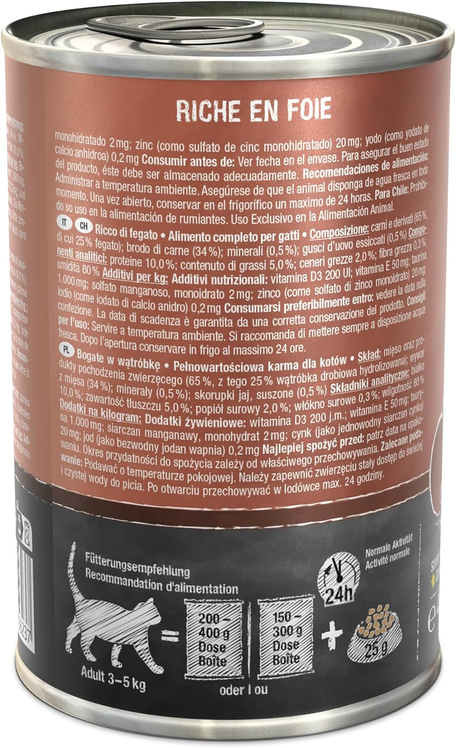 LEONARDO Vådfoder [6x400g lever] | Vådt kornfrit kattefoder | Komplet våd dåsemad