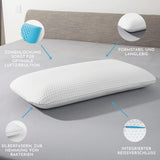 Genius Eazzzy skumpude 40X80 Cm højde 10Cm - Nakkestøttepude med 2 graders hårdhed + kølende gelskum - Sovepude til side-, ryg- og mavesovere mod nakkesmerter, polyester Naty Shop standardpuder