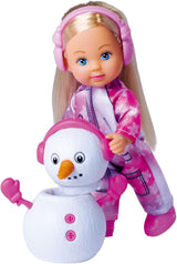 Simba 105733646 - Evi Love Snow, dukke i en sød snedragt med en bygbar snemand, 12 cm, i alderen 3+