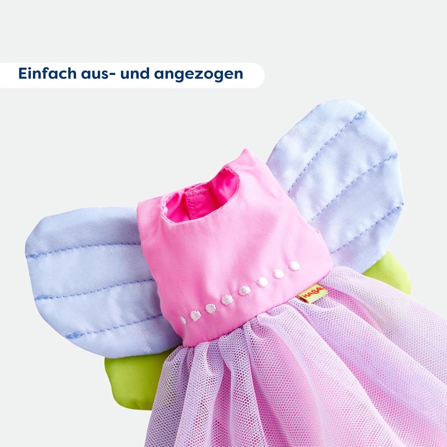 HABA Fairy Magic Dukketøj - 2-delt sæt til 18 måneder og opefter dukker (30 cm) - Tylkjole med vinger, blomsterhårbånd inkluderet - 1306243001