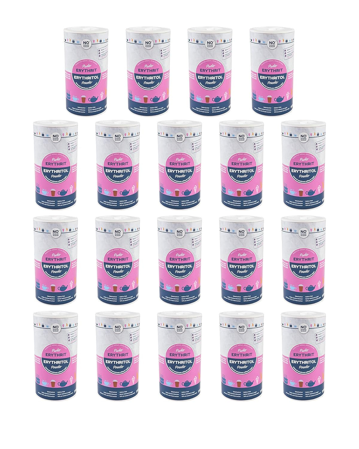 Nosugarsugar Erythrit Puder Streudose - Puderzuckerersatz Kalorienfrei, 19Er Pakke (19 X 250 G) Sødemidler Naty Shop