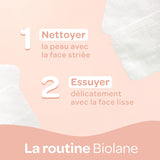 BIOLANE 12 Maxi Squares Wet Pads - Babyer - 100% Økologisk - 720 Bomuld - til følsom hud - Skift og toiletartikler - fra fødslen - lavet i Frankrig