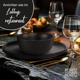 Moritz & Moritz NORDIC 6-personers porcelænssæt - 18-delt sort stentøjsstel - skandinavisk design - 6-personers robust stel til daglig brug og gæster - Kombinationsstel