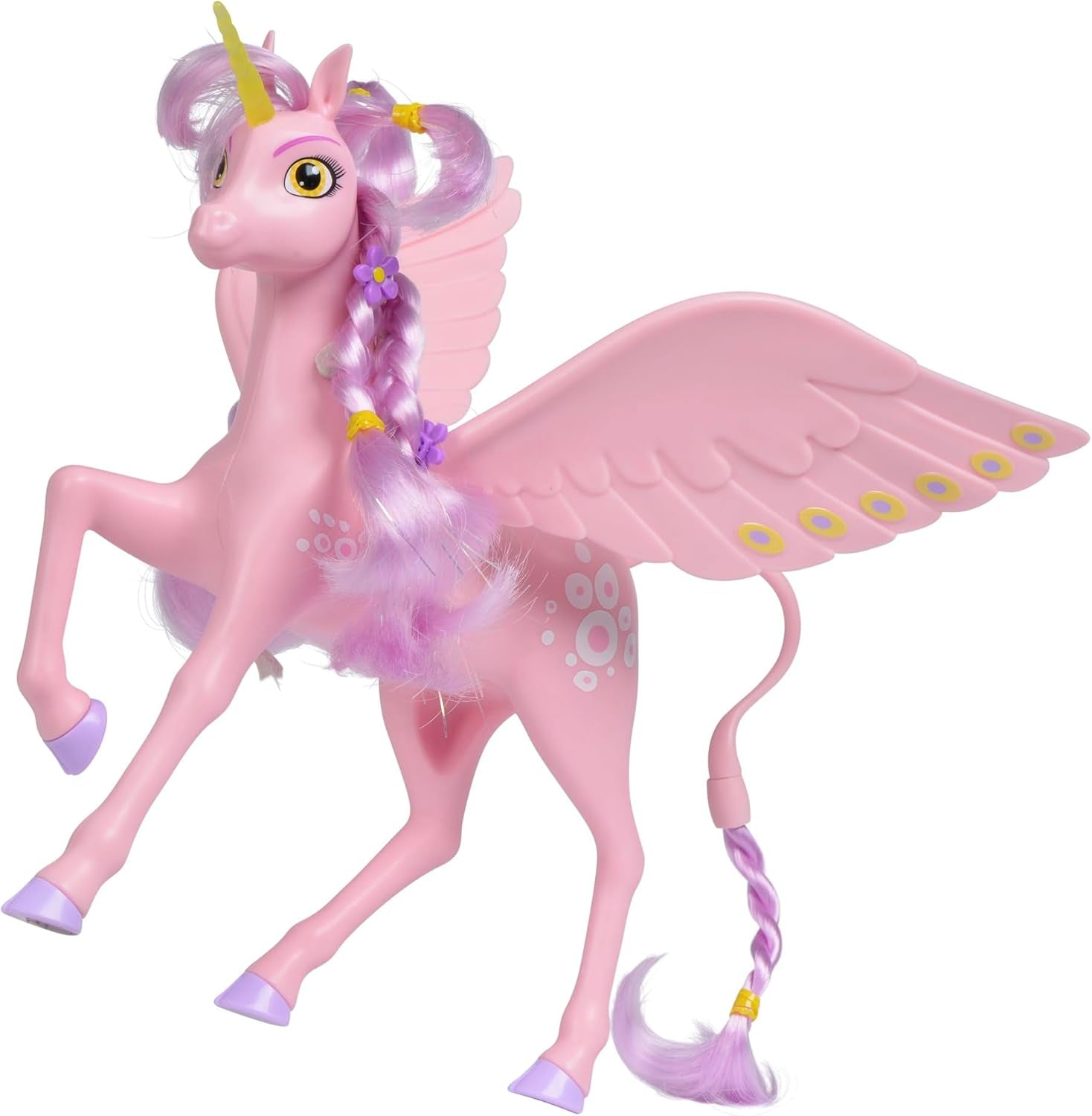 Simba 109480092 - Mia and Me Unicorn Kyara, med bevægelige vinger, hårspænder og stylingbørste, 20 cm, 3+, pink