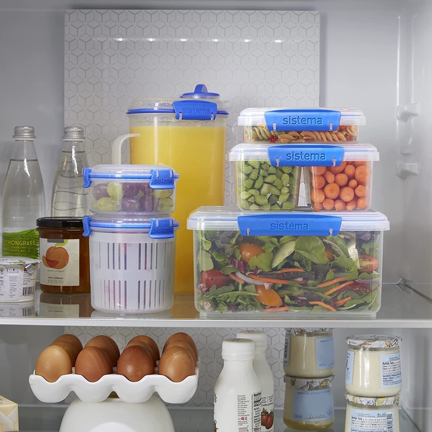 KLIP IT-system Madopbevaringskrukke 5 liter stabelbar lækagetæt opbevaringsbeholder med låg Køl/fryser Egnet BPA-fri plastik blå klips 1 stk (2 pakke) madopbevaringsbokse Naty Shop