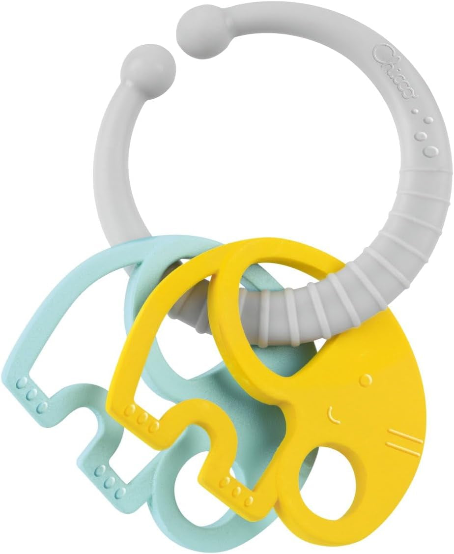 Chicco måltidsgavesæt Dou Dou, hagesmæksæt, højstolslegetøj med sugekop i form af en sød kylling, med to farverige rangler, let at fange fra 6 måneder Baby Toys Naty Shop
