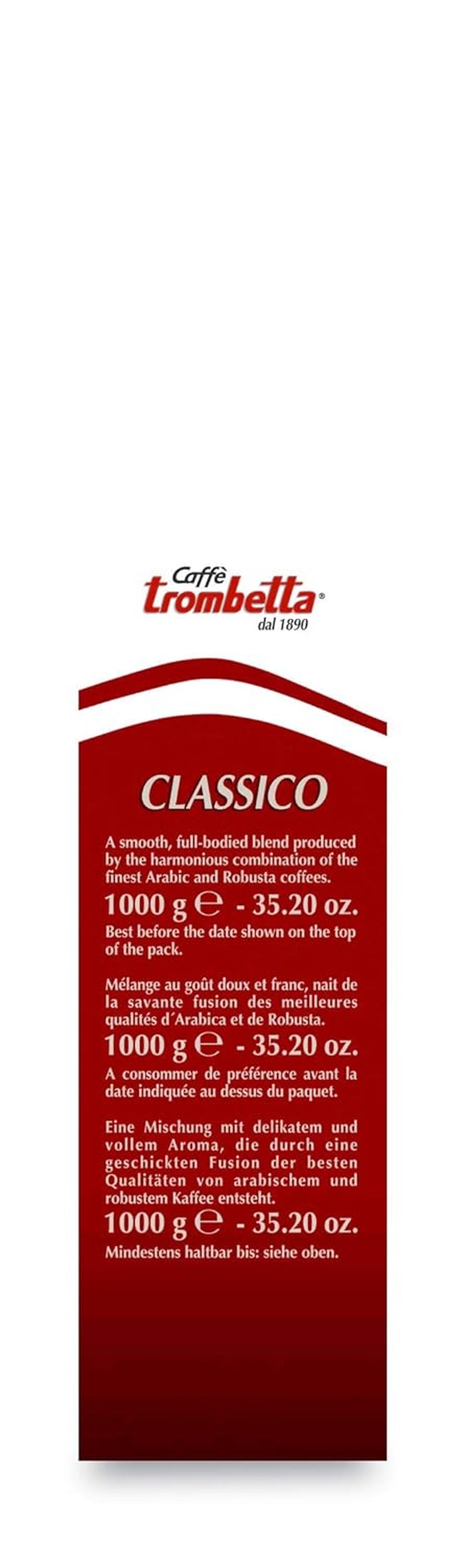 Caffè Trombetta Italien Kaffee Geröstete Kaffeebohnen, klassisk. En perfekt harmonisk aroma og kød - 1 kg
