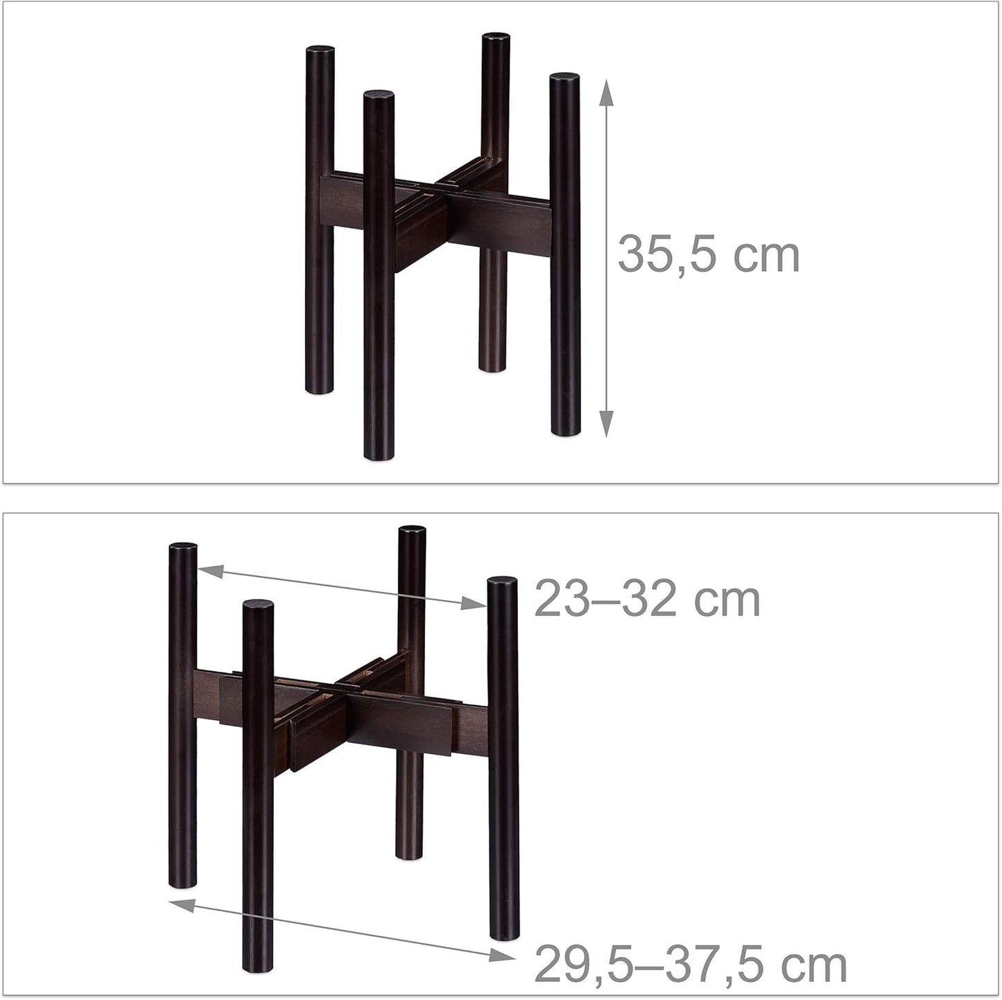 Relaxdays Bamboo blomsterstativ, individuelt justerbart, til urtepotter op til 32 cm, plantestativ, H: 35,5 cm, brun, 1 stk. 10028823
