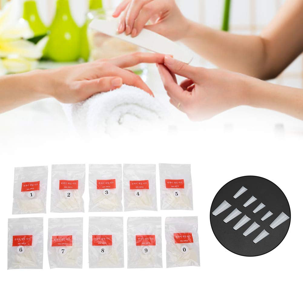 500 stk falske neglespidser, naturlige franske kunstige neglespidser til manicure, L, DIY falske negle, ovale UV-gel, negletilbehør til kvinder og piger (naturlig farve)