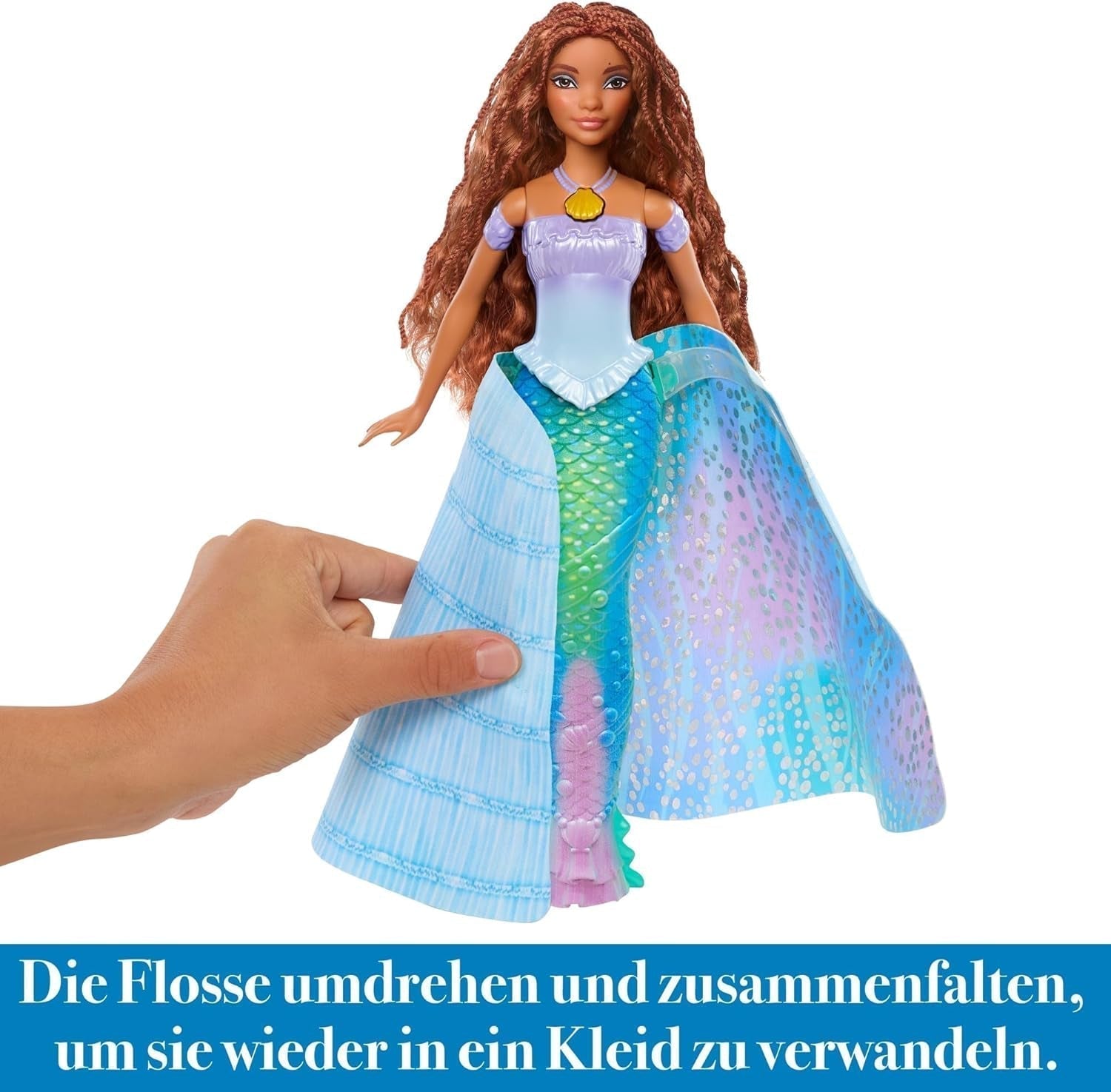 Mattel Disney Princess Ariel Doll, Inspireret af The Little Mermaid Movie, Transformation: Mermaid-Man Legetøj, Mobil, Disney-gaver, 3-årigt legetøj, HLX13 Naty Shop Dolls